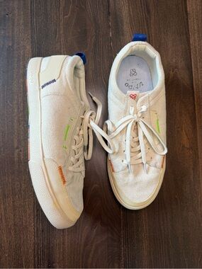 Women’s Canvas Sneakers in Off-White with Color Stitch Accents